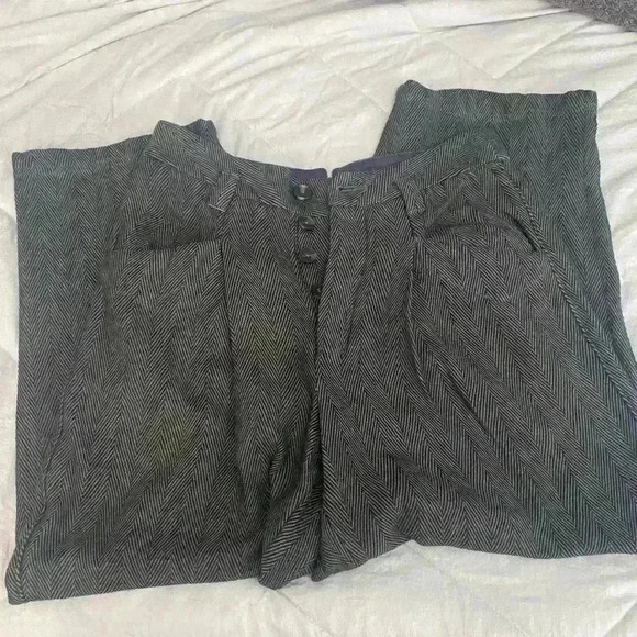 Free People NWT 100%Cotton Balloon Dress Pants Button Up Size 2 Grey Combo - Picture 5 of 12